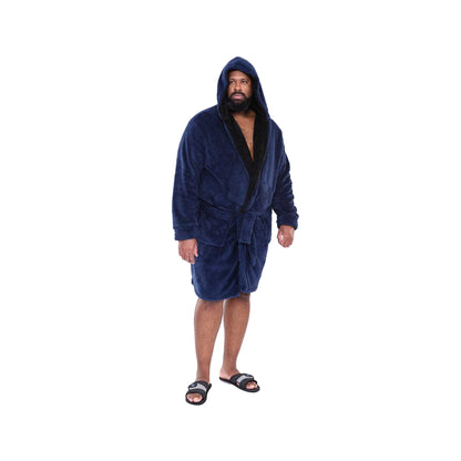 Navy - Lifestyle - Duke Mens D555 Newquay Hooded Kingsize Dressing Gown