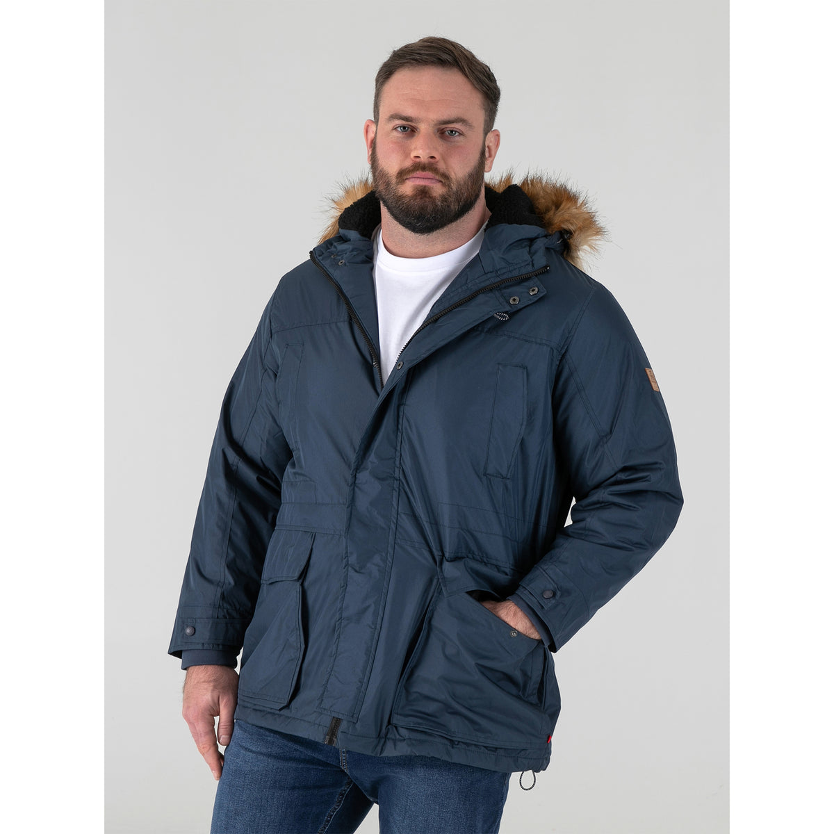 Navy - Side - Duke Mens D555 Lovett Kingsize Parka