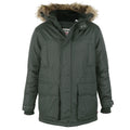 Black - Front - D555 Mens Lovett Kingsize Faux Fur Trim Parka