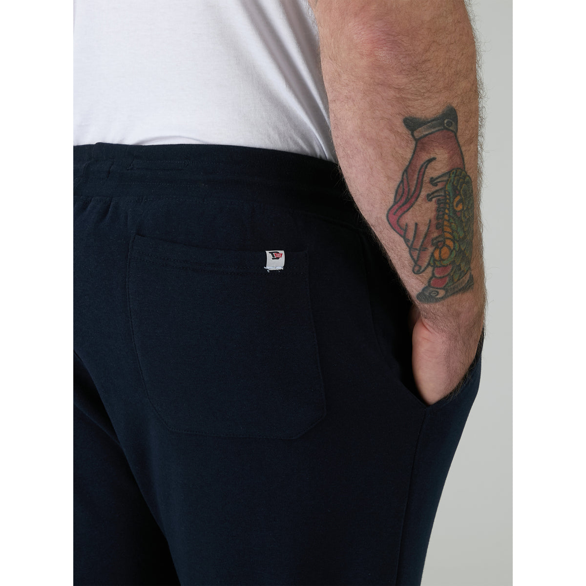 Navy - Close up - Duke Mens D555 Brandon Cuffed Kingsize Jogging Bottoms