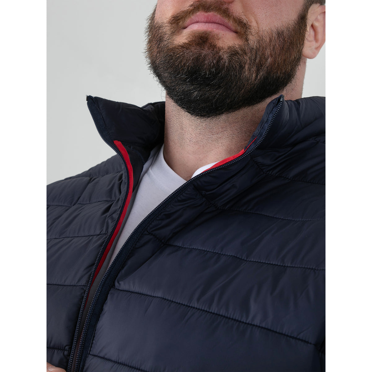 Navy - Close up - Duke Mens D555 Rowland Kingsize Puffer Jacket