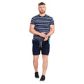 Navy-White - Lifestyle - Duke Mens D555 Piccadilly Yarn Dyed Stripe Jacquard Kingsize T-Shirt