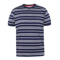 Navy-White - Front - D555 Mens Piccadilly Yarn Dyed Stripe Jacquard Kingsize T-Shirt