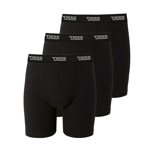 Black - Front - Duke Mens D555 Driver 2 Boxer Shorts (Pack Of 3)