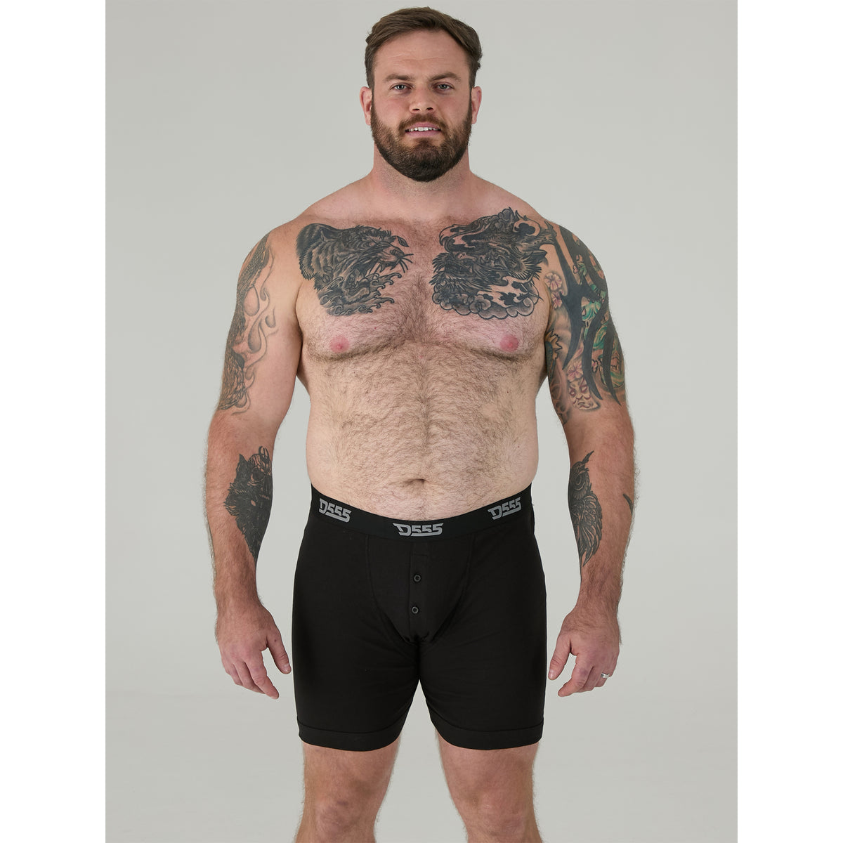 Black - Close up - Duke Mens D555 Driver 2 Boxer Shorts (Pack Of 3)