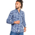 Blue-White - Side - Duke Mens Harrow D555 All-Over Print Long-Sleeved Button-Down Shirt