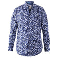 Blue-White - Front - Duke Mens Harrow D555 All-Over Print Long-Sleeved Button-Down Shirt