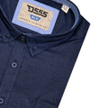 Navy - Side - Duke Mens D555 James Oxford Kingsize Short-Sleeved Shirt