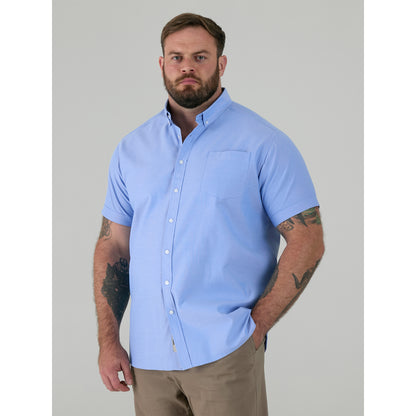 Sky Blue - Lifestyle - Duke Mens D555 James Oxford Kingsize Short-Sleeved Shirt
