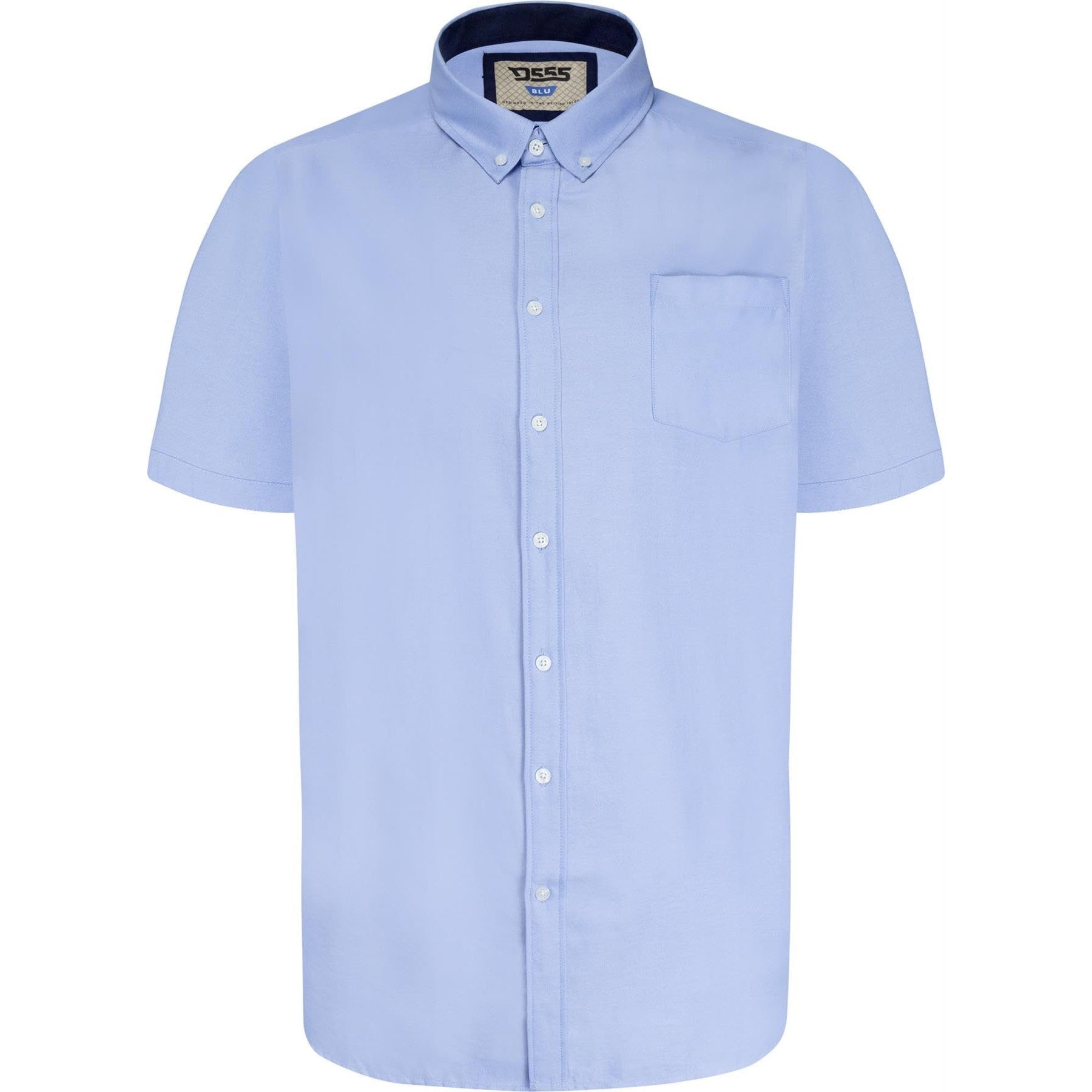 Sky Blue - Front - Duke Mens D555 James Oxford Kingsize Short-Sleeved Shirt