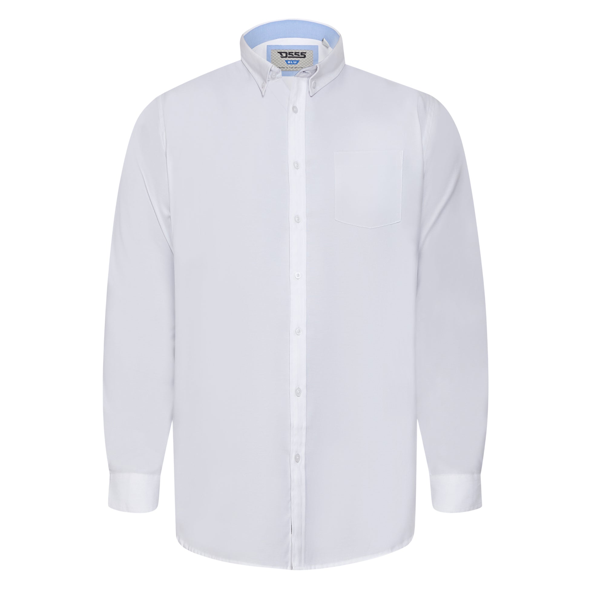 White - Front - Duke Mens D555 Richard Oxford Kingsize Long-Sleeved Shirt
