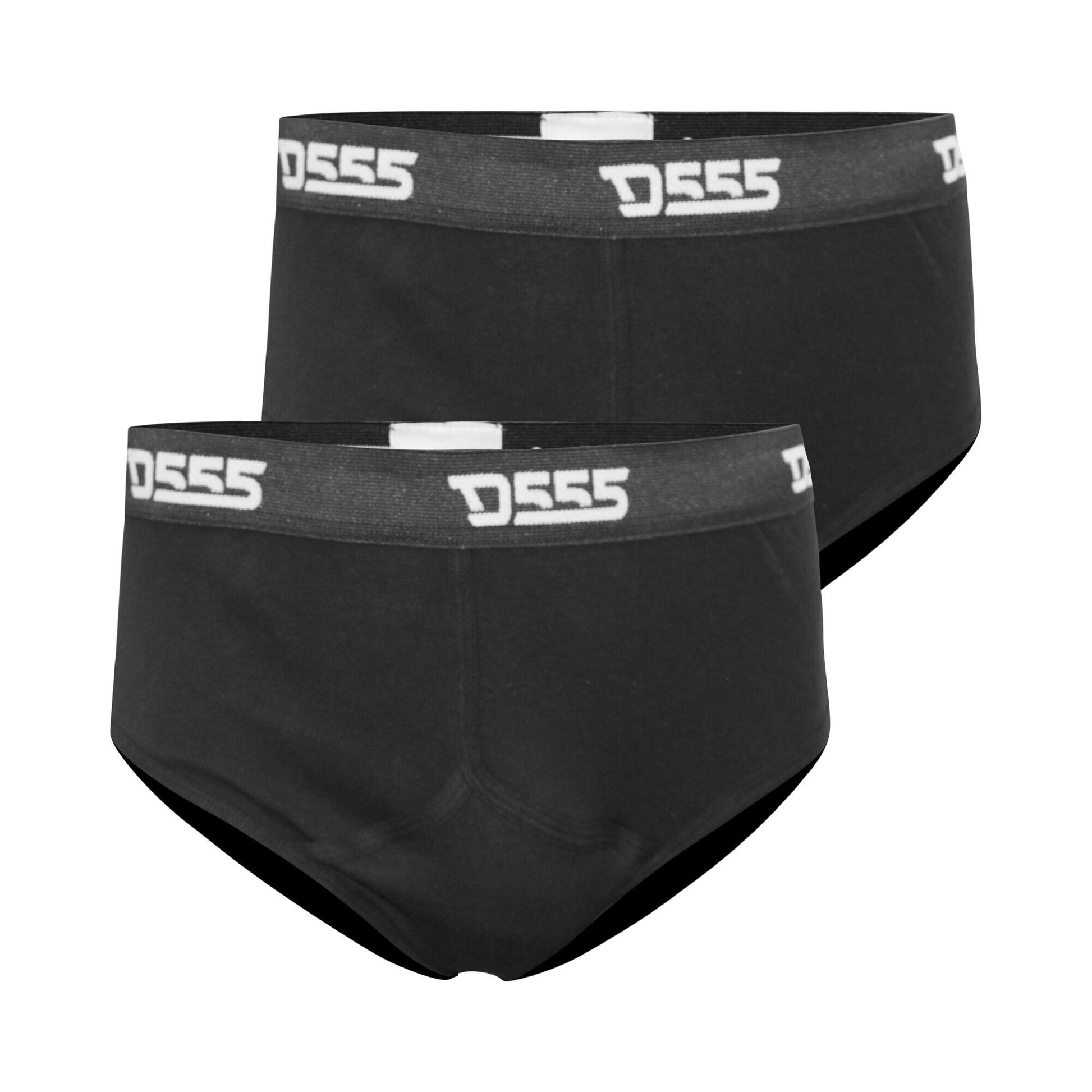 Black - Front - Duke Mens D555 Thompson Cotton Kingsize Briefs (Pack of 2)