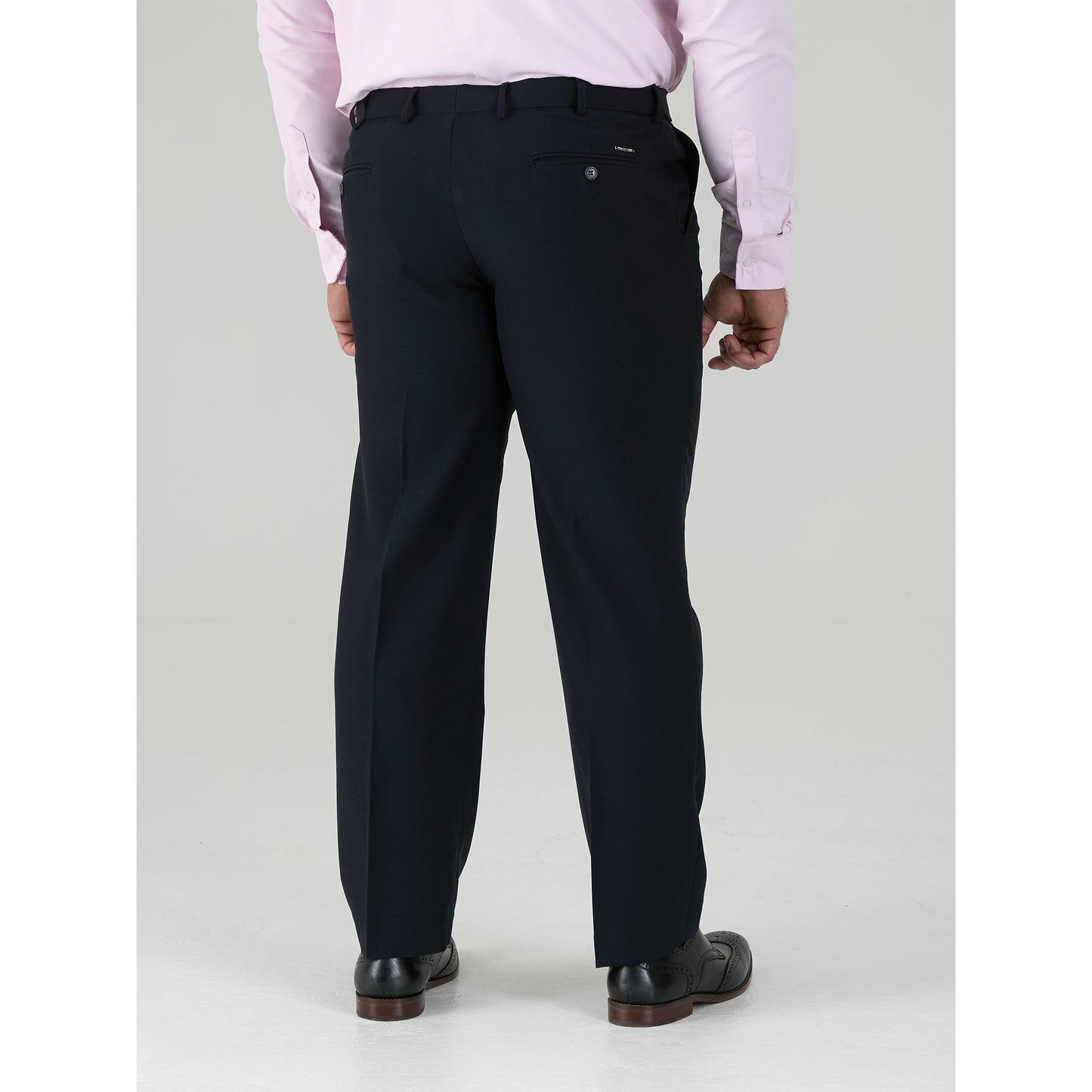 Navy - Side - Duke Mens D555 Max Adjustable Waist Kingsize Trousers