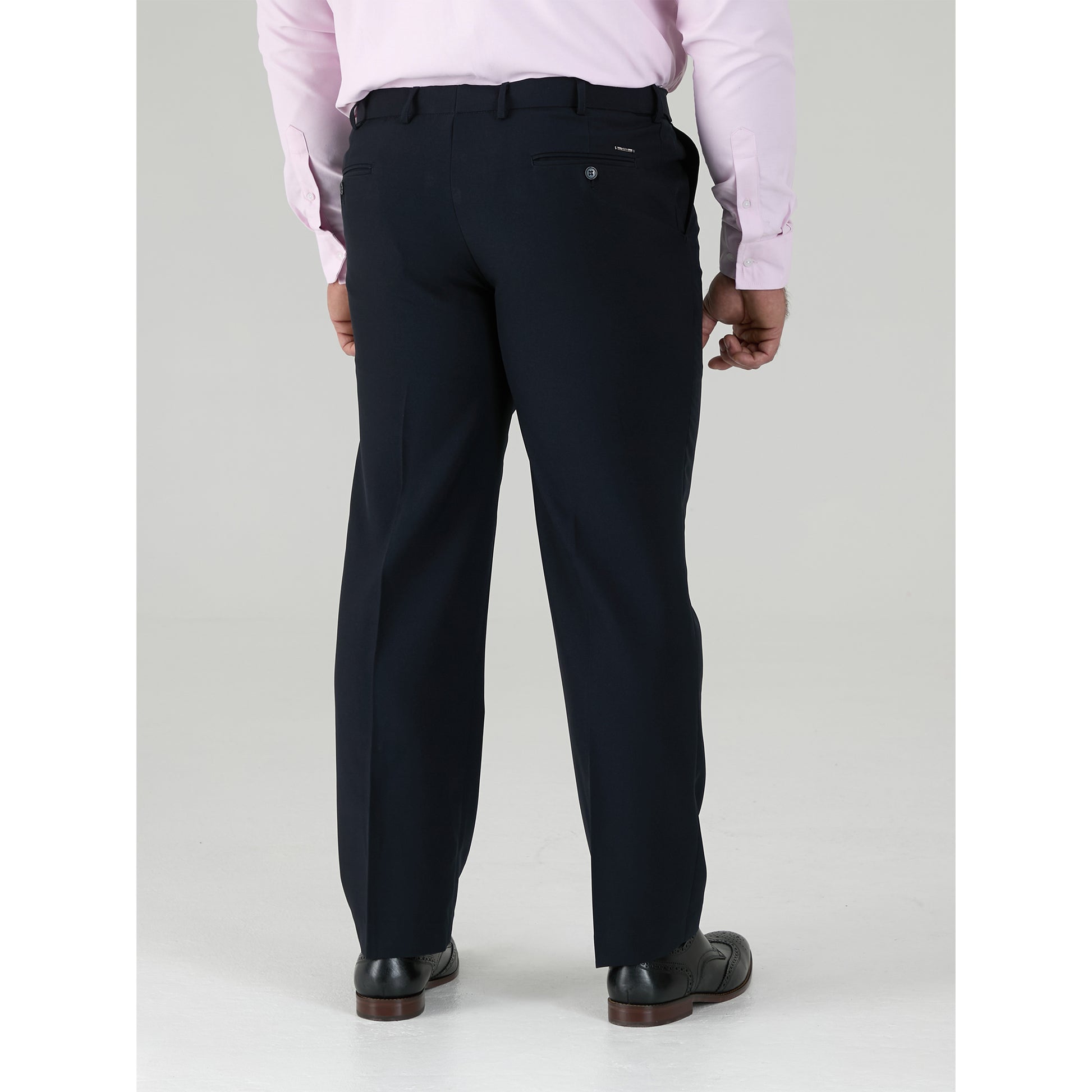Navy - Side - Duke Mens D555 Max Adjustable Waist Kingsize Trousers