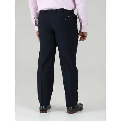 Navy - Side - Duke Mens D555 Max Adjustable Waist Kingsize Trousers