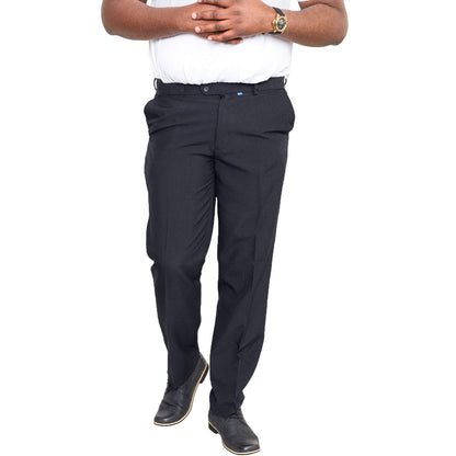 Navy - Side - Duke Mens D555 Max Adjustable Waist Kingsize Trousers