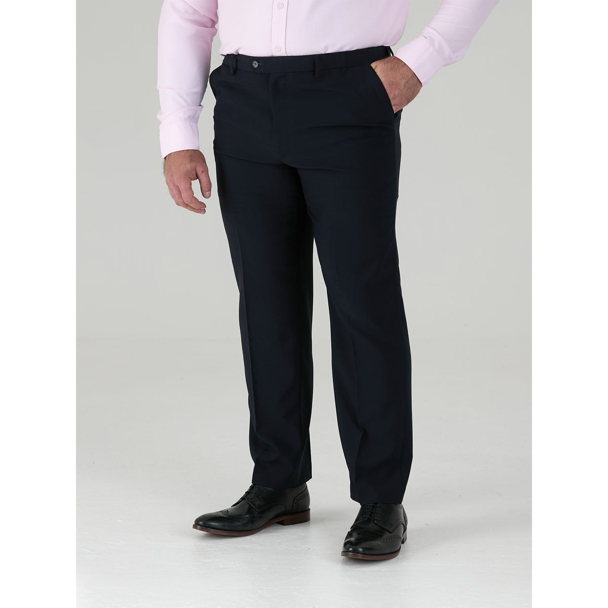 Navy - Lifestyle - Duke Mens D555 Max Adjustable Waist Kingsize Trousers