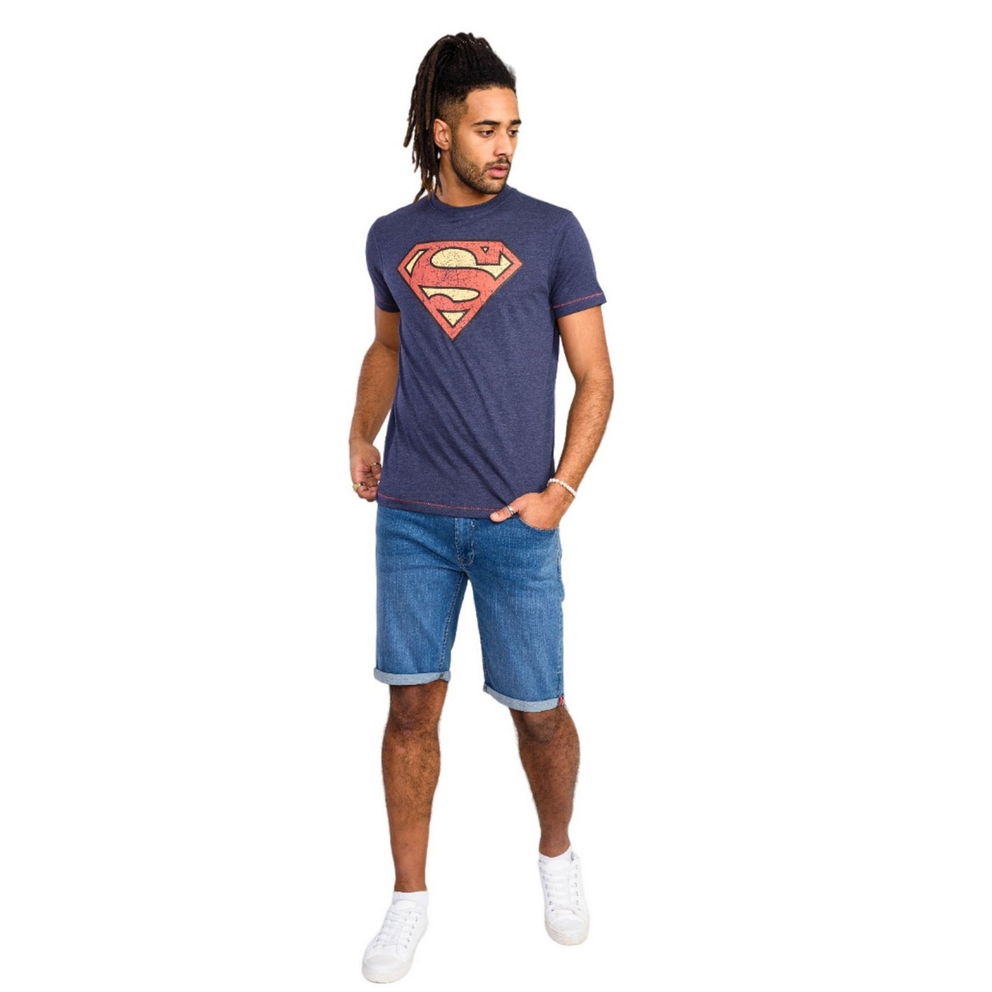 Navy Marl - Side - Duke Mens D555 Scampton Superman T-Shirt