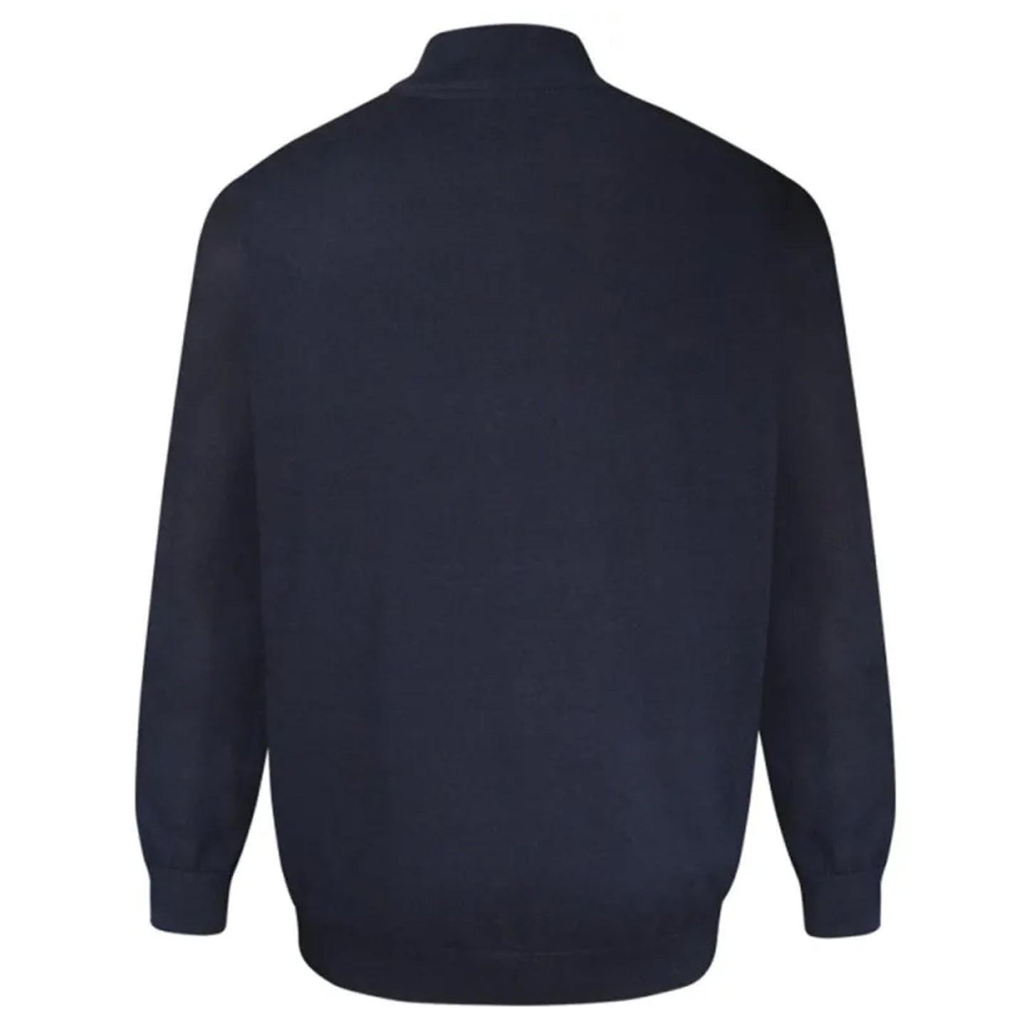 Navy - Back - Duke Mens D555 Giuseppe 2 Knitted Quarter Zip Kingsize Sweatshirt