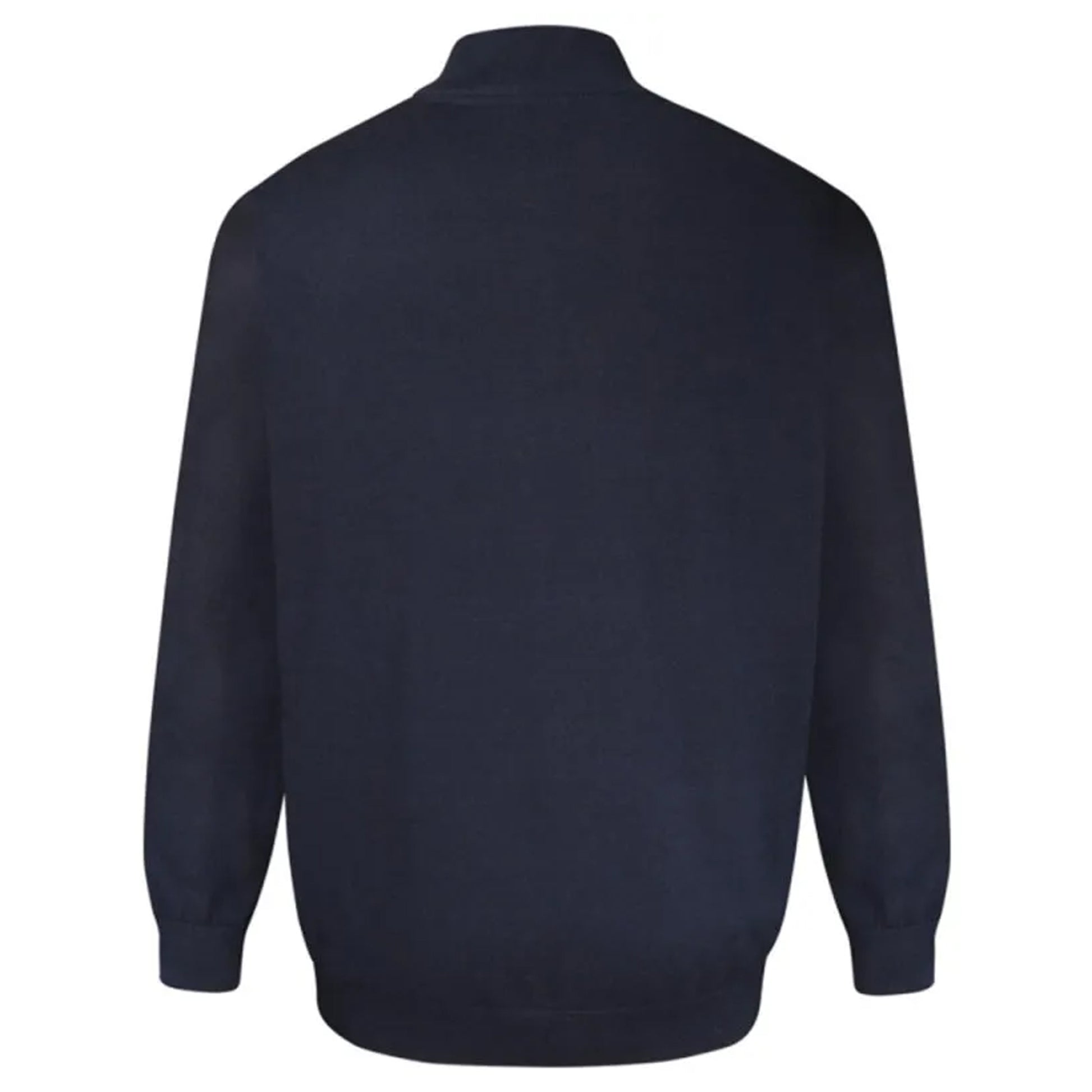 Navy - Back - Duke Mens D555 Giuseppe 2 Knitted Quarter Zip Kingsize Sweatshirt