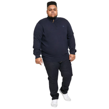 Navy - Lifestyle - Duke Mens D555 Giuseppe 2 Knitted Quarter Zip Kingsize Sweatshirt