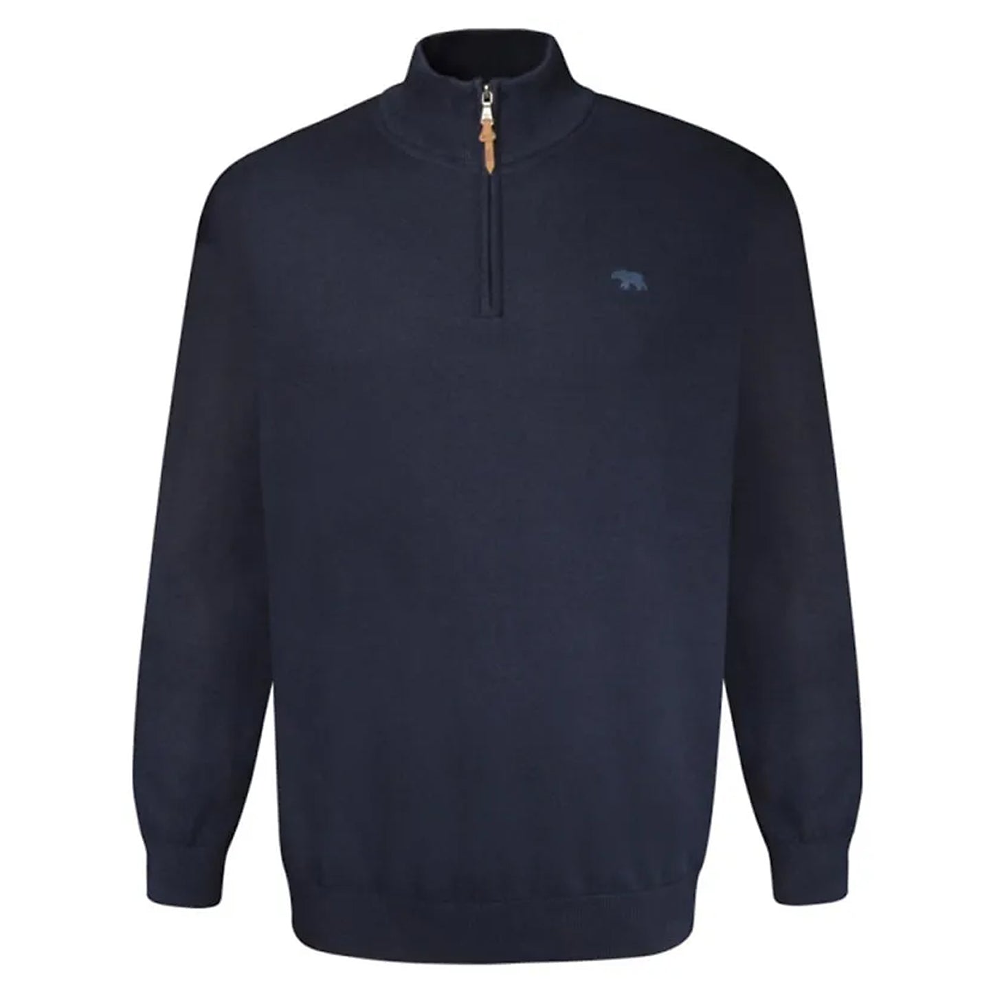Navy - Front - Duke Mens D555 Giuseppe 2 Knitted Quarter Zip Kingsize Sweatshirt