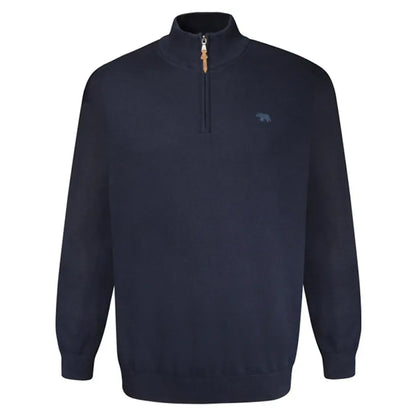 Navy - Front - Duke Mens D555 Giuseppe 2 Knitted Quarter Zip Kingsize Sweatshirt