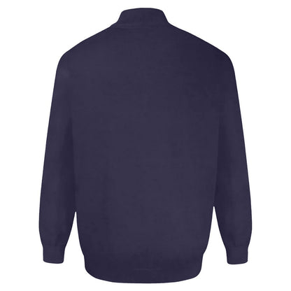 Navy - Back - Duke Mens D555 Franco 2 Knitted Full Zip Kingsize Sweatshirt