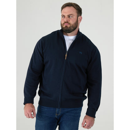 Navy - Side - Duke Mens D555 Franco 2 Knitted Full Zip Kingsize Sweatshirt