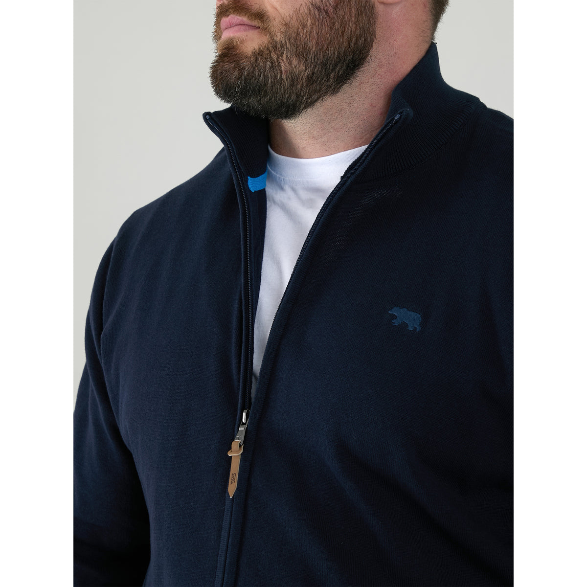 Navy - Pack Shot - Duke Mens D555 Franco 2 Knitted Full Zip Kingsize Sweatshirt