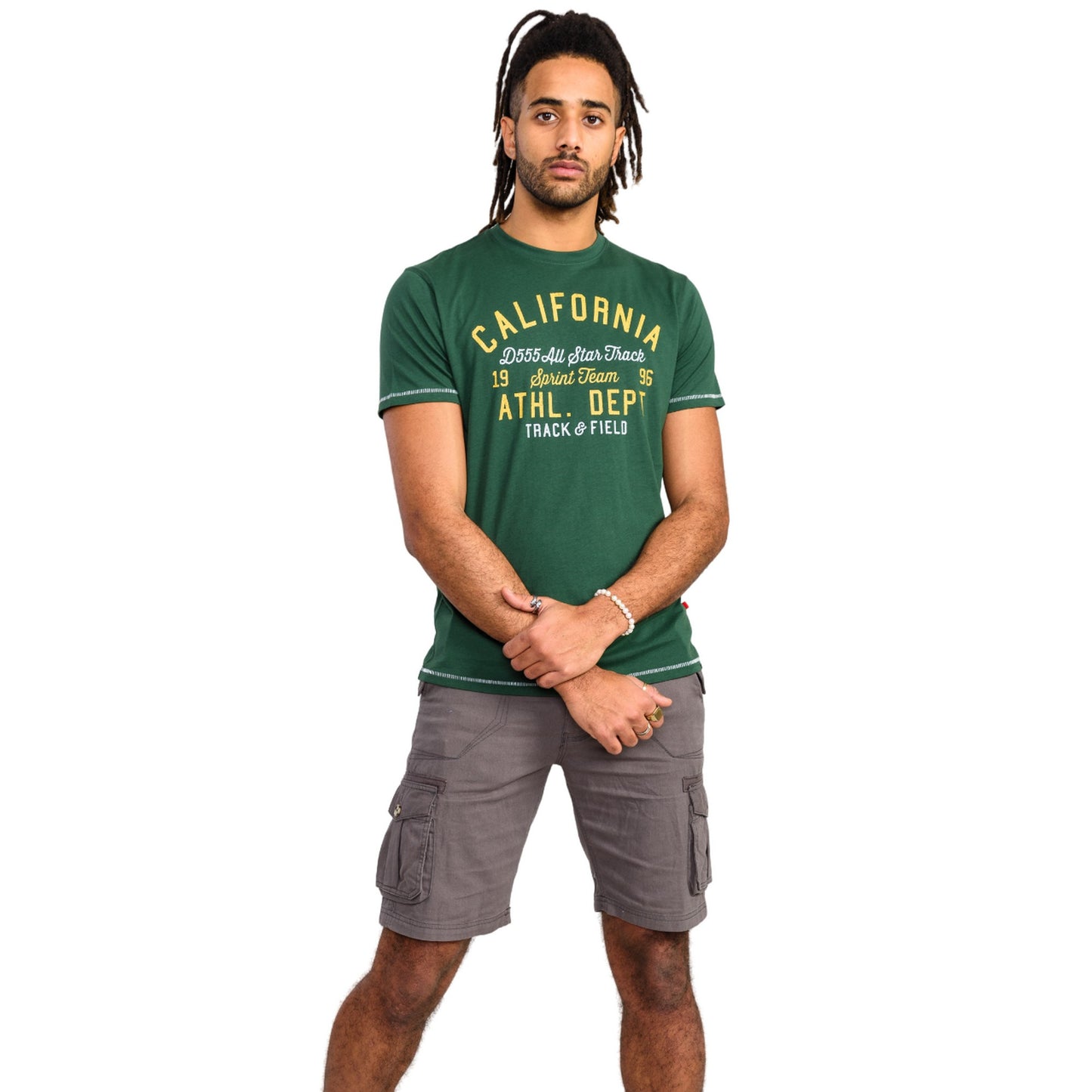 Green - Side - Duke Mens D555 Parnwell California Athletics Printed T-Shirt