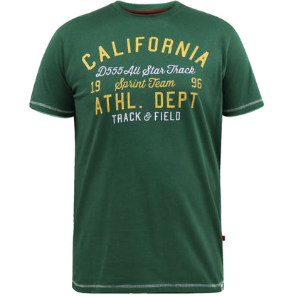 Green - Front - Duke Mens D555 Parnwell California Athletics Printed T-Shirt