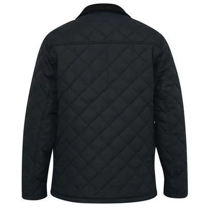 Black - Back - Duke Mens D555 Matias Corduroy Collar Padded Jacket