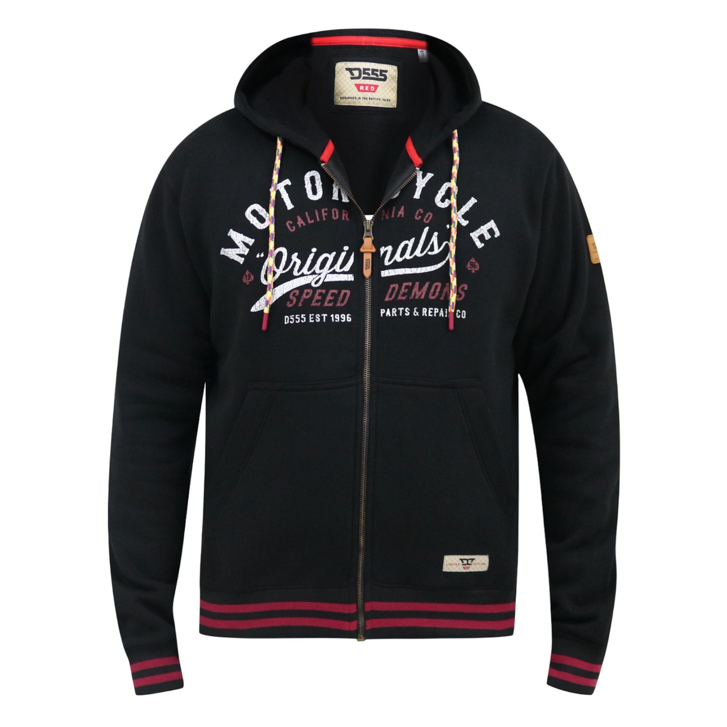 Black - Front - Duke Mens D555 Patrick Text Kingsize Full Zip Hoodie