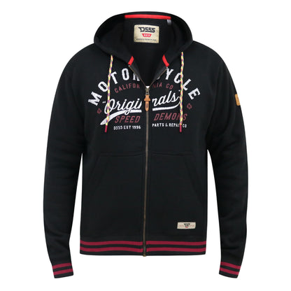 Black - Front - Duke Mens D555 Patrick Text Kingsize Full Zip Hoodie