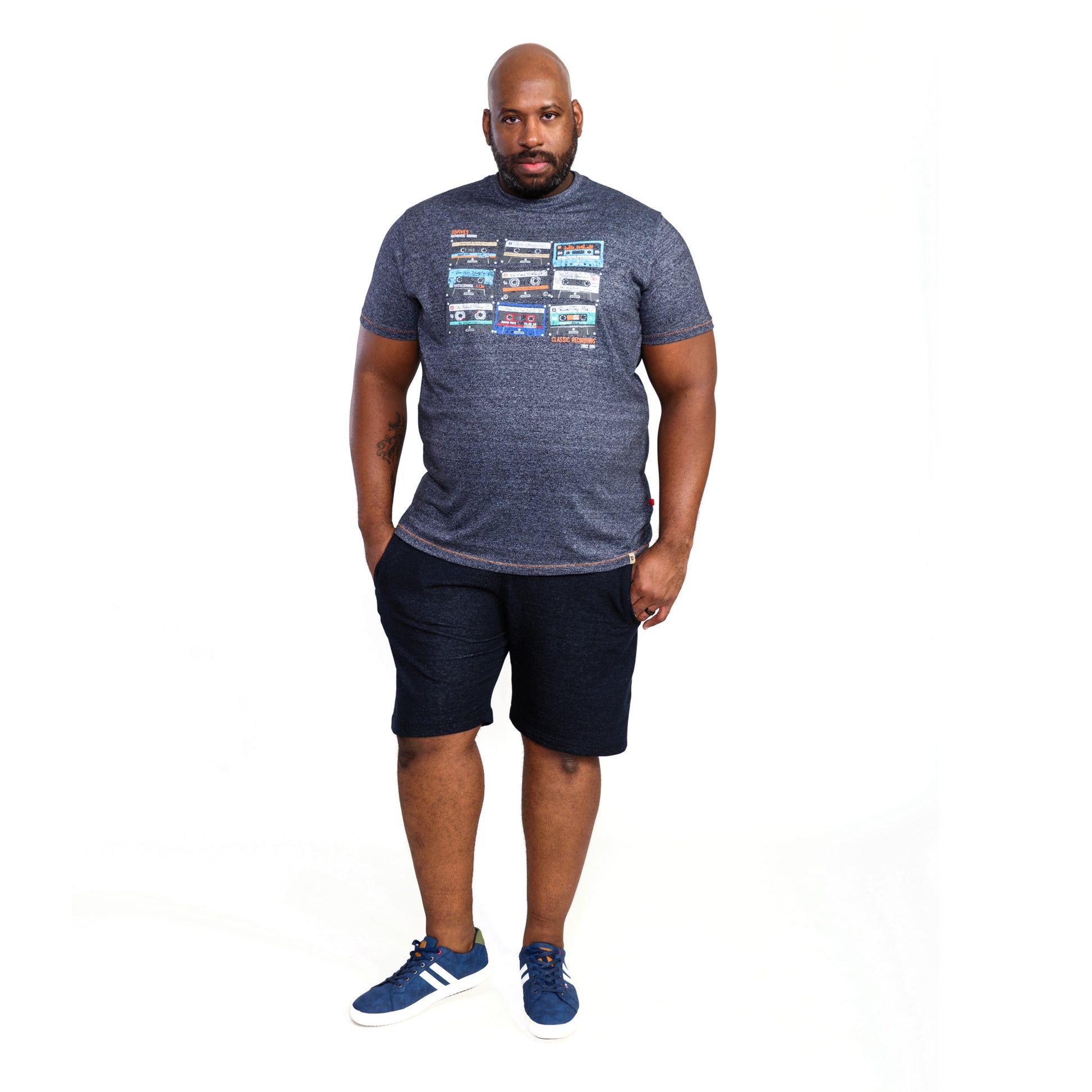 Navy - Side - Duke Mens D555 Apsey Cassette Tape Standard T-Shirt