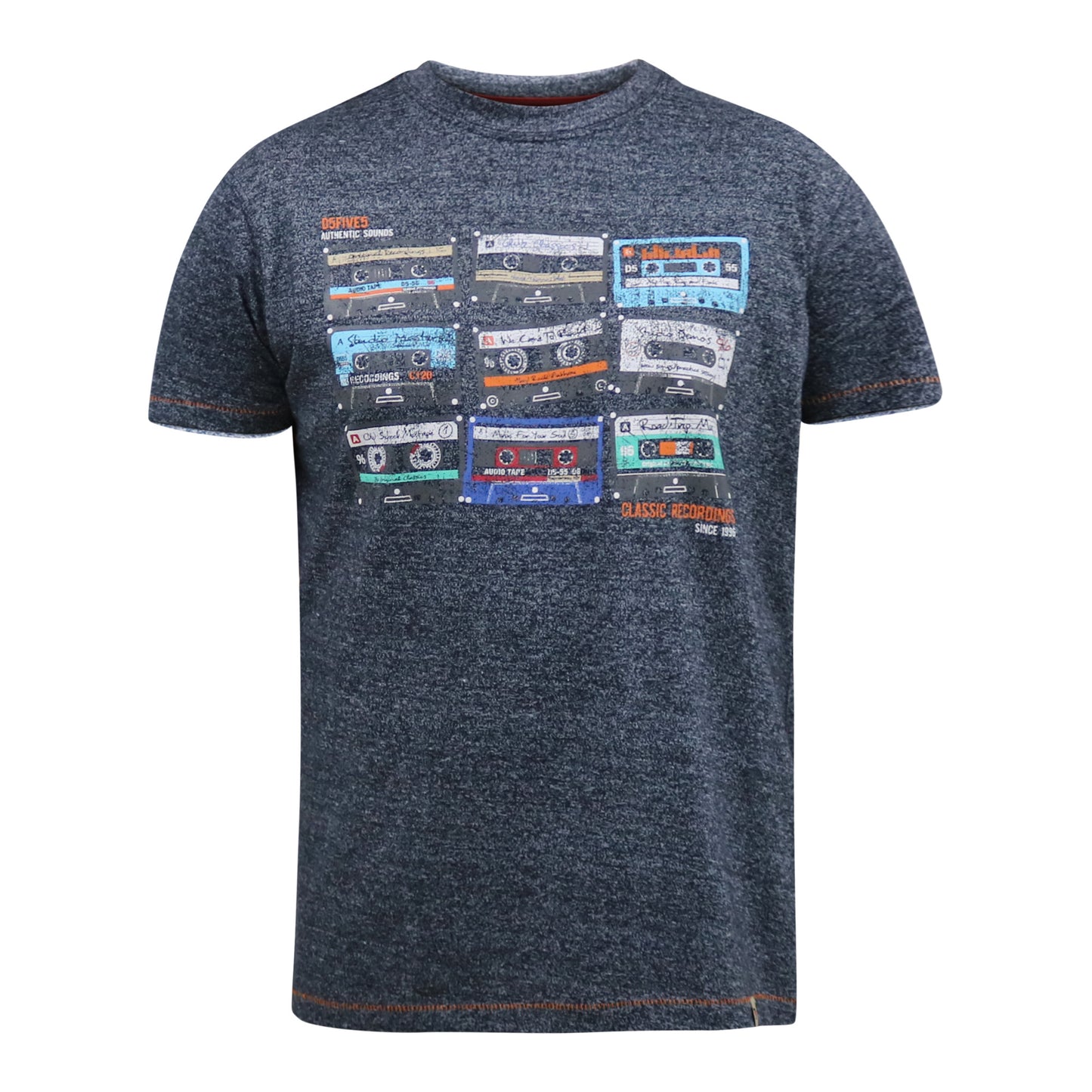 Navy - Front - Duke Mens D555 Apsey Cassette Tape Standard T-Shirt