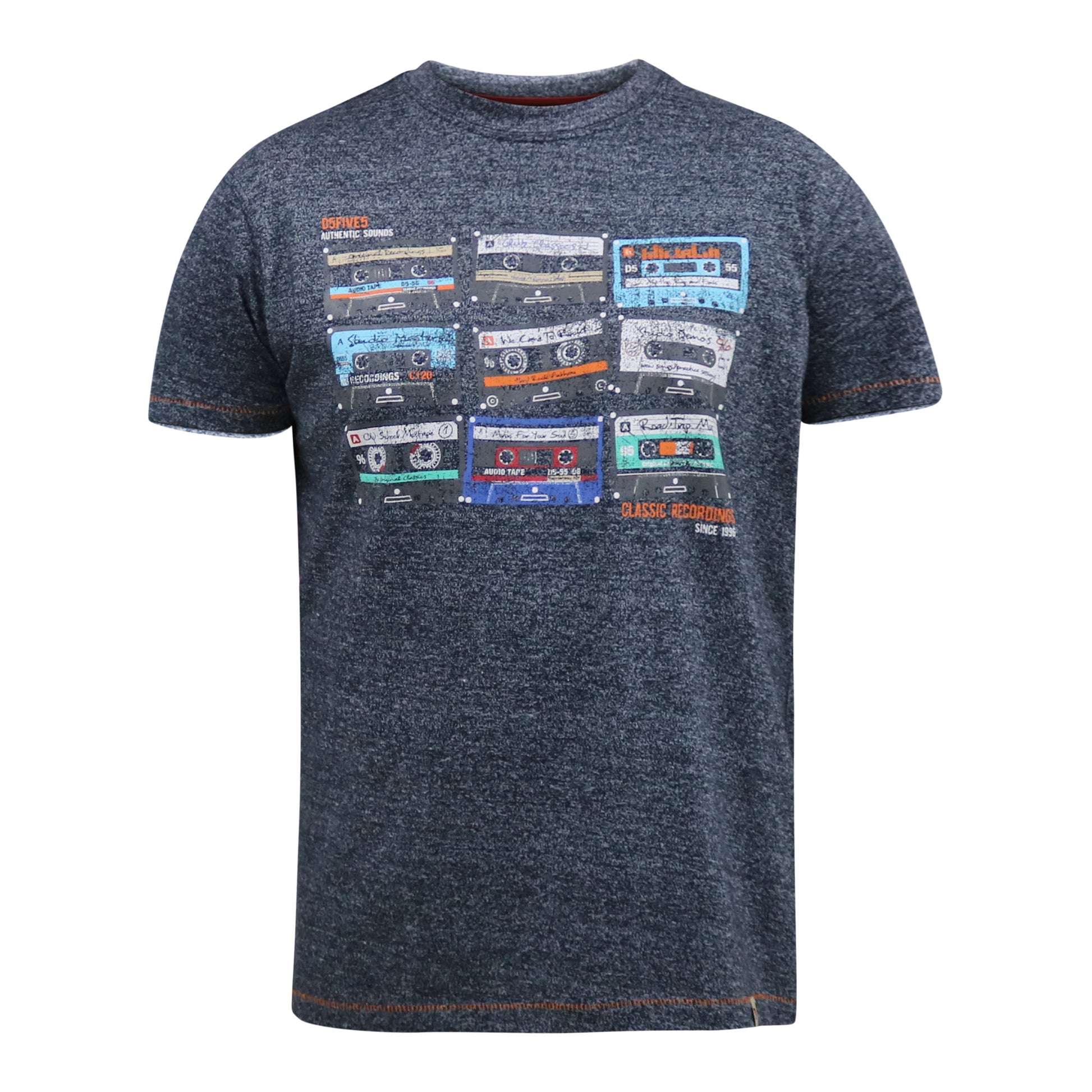 Navy - Front - Duke Mens D555 Apsey Cassette Tape Standard T-Shirt