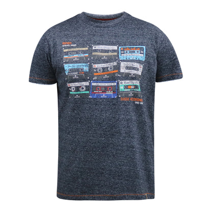 Navy - Front - Duke Mens D555 Apsey Cassette Tape Standard T-Shirt