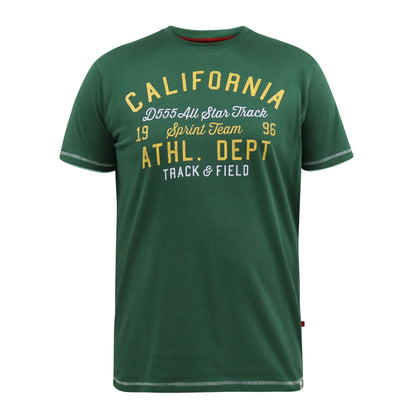 Green - Front - Duke Mens D555 Parnwell California Athletics Kingsize T-Shirt