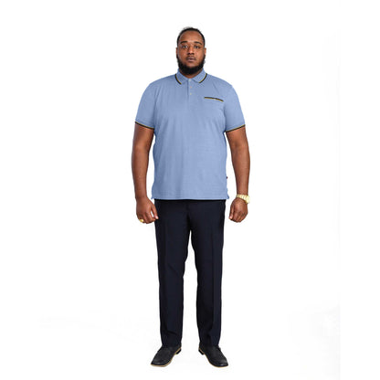 Blue - Side - Duke Mens D555 Talbot Pique Jacquard Kingsize Polo Shirt