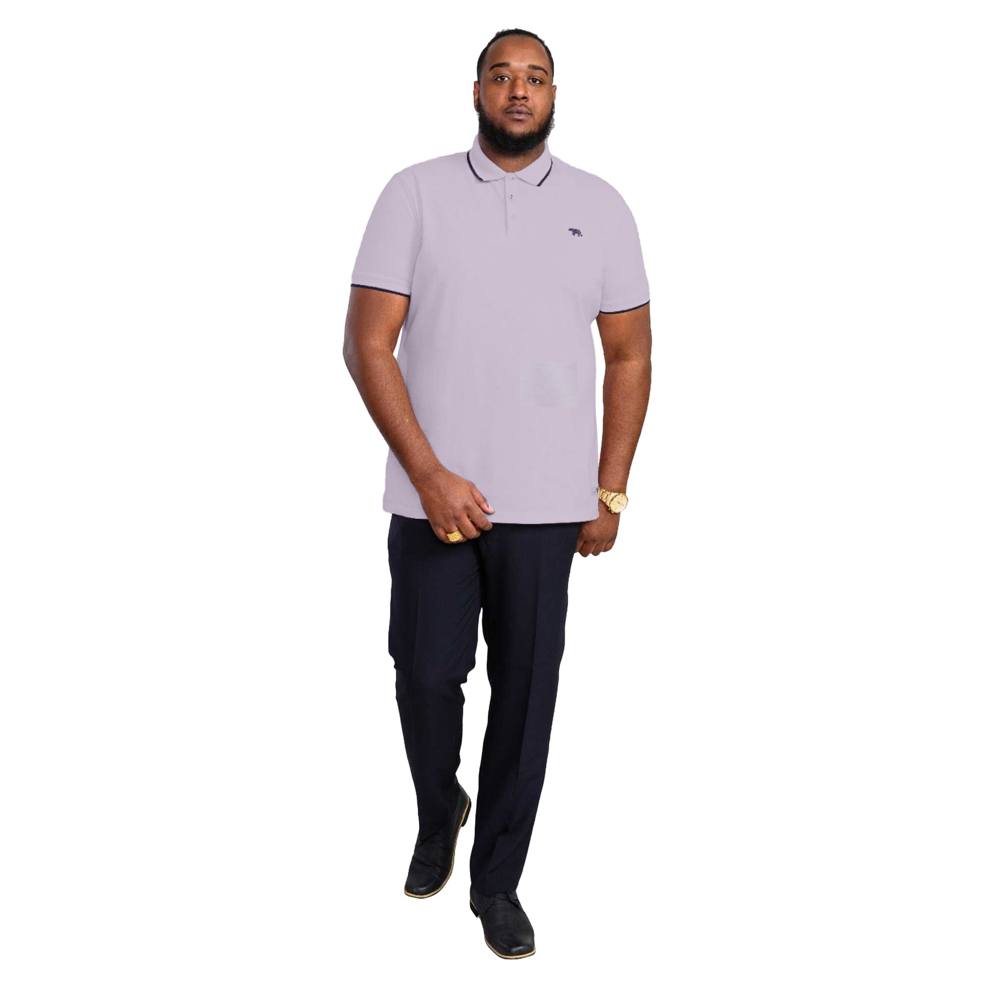 Pink - Side - Duke Mens D555 Hamford 2 Tipped Pique Kingsize Polo Shirt
