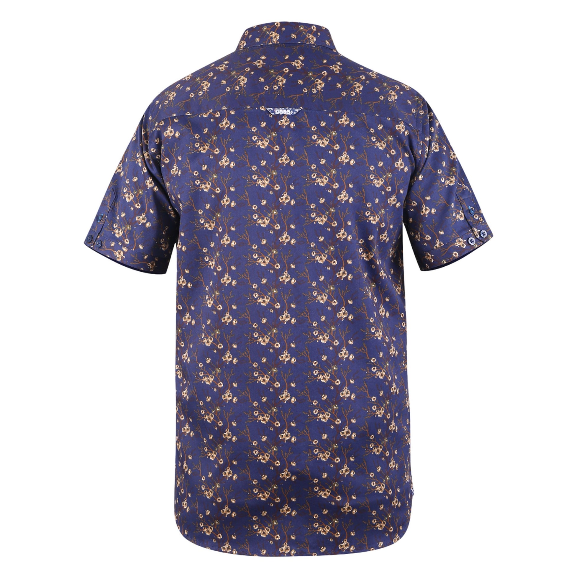 Navy - Back - Duke Mens D555 Kingston Floral Short-Sleeved Shirt
