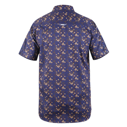 Navy - Back - Duke Mens D555 Kingston Floral Short-Sleeved Shirt