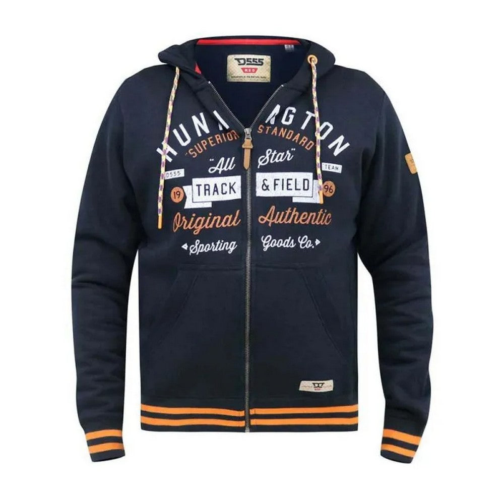 Navy - Front - Duke Mens D555 Flanders Printed Full Zip Hoodie