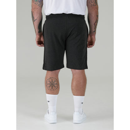 Black-Charcoal - Close up - Duke Mens D555 Rayan Jersey Side Stripe Kingsize Shorts (Pack of 2)
