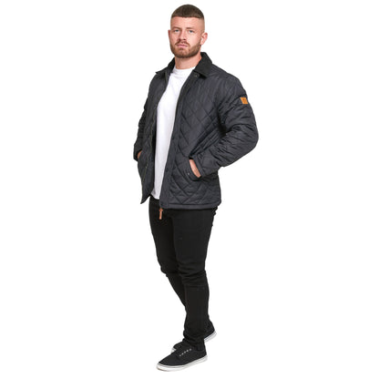 Black - Side - Duke Mens Matias D555 Quilted Corduroy Kingsize Jacket