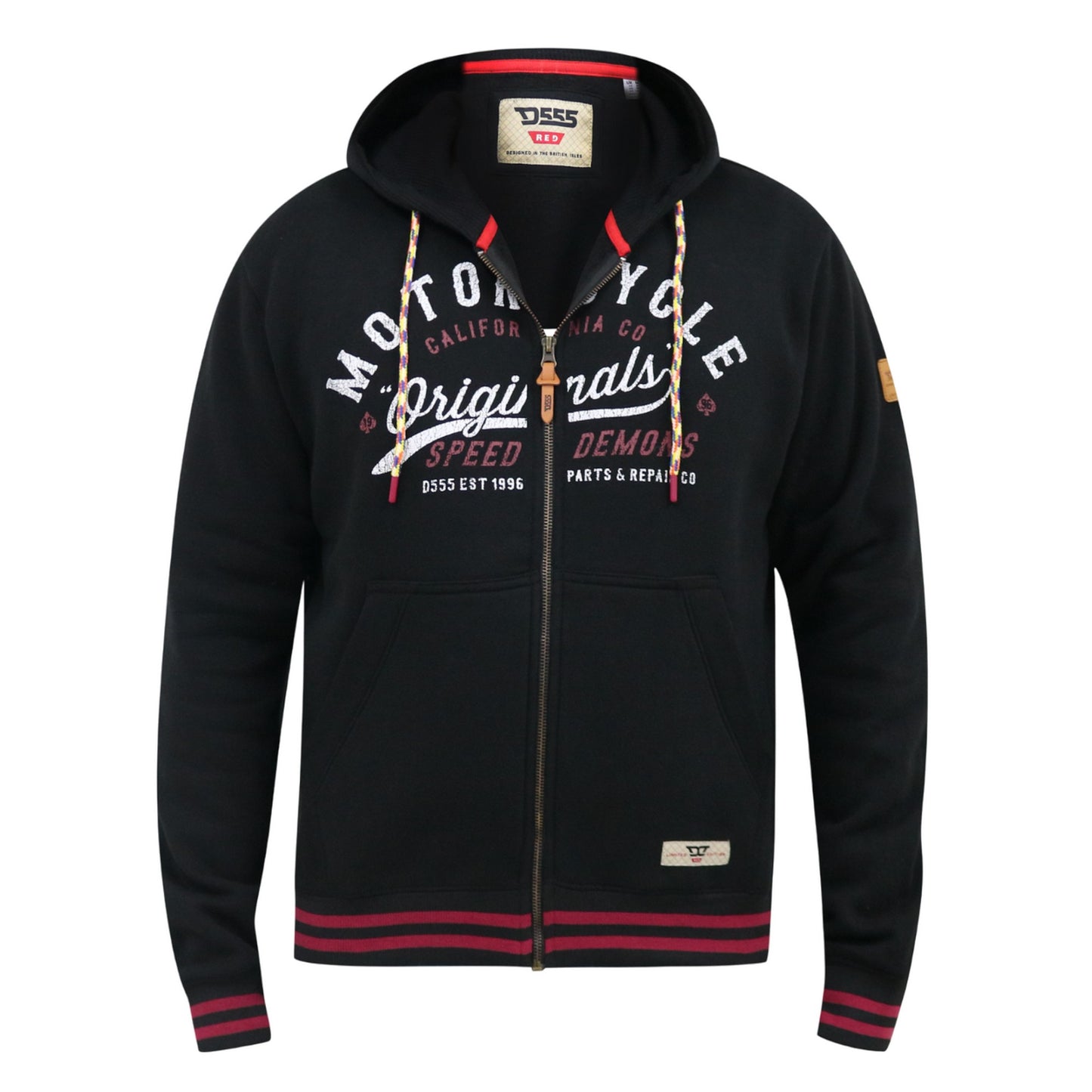 Black - Front - Duke Mens D555 Patrick Full Zip Full Zip Hoodie