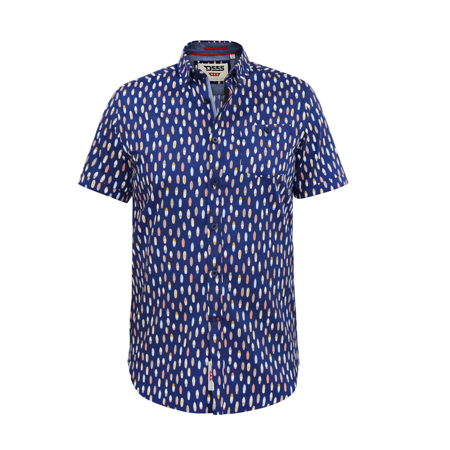 Navy - Front - Duke Mens D555 Hackford Surfboard Button-Down Kingsize Short-Sleeved Shirt