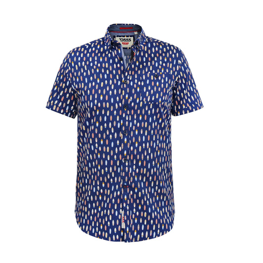 Navy - Front - Duke Mens D555 Hackford Surfboard Button-Down Kingsize Short-Sleeved Shirt